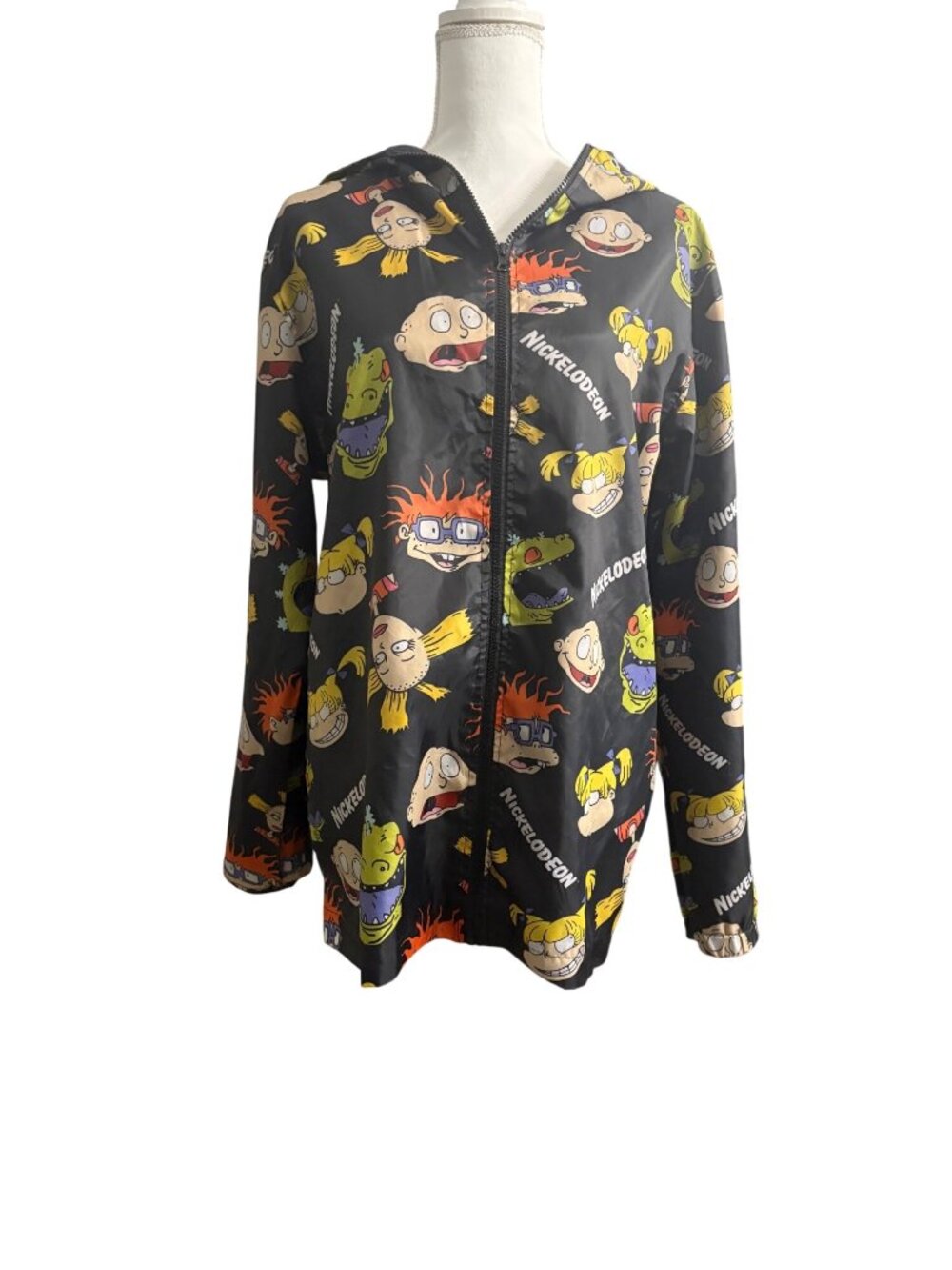 Nickelodeon Y2K Rugrats Full-Zip Hooded Retro Cartoon Print Windbreaker Jacket M